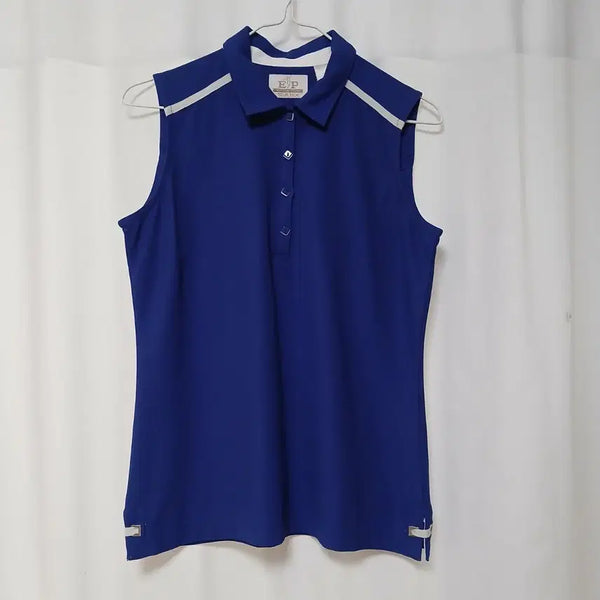 [BUNJANG] EP PRO TOUR TECH Women's Sleeveless Golf Polo Shirt - Royal Blue/White, Size S / EP PRO TOUR TECH 여성 골프 민소매 카라티 S / 로열블루 / 화이트 배색 / 정품