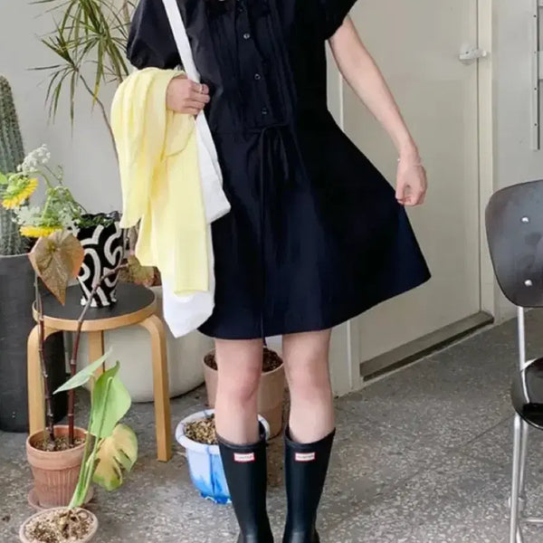 [BUNJANG] 66girls Black Pintuck Dress / 육육걸즈 블랙 핀턱 원피스