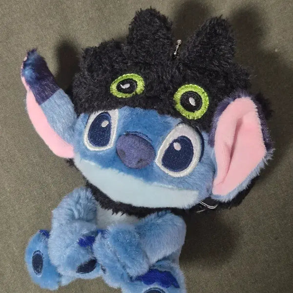 [BUNJANG] Disney Stitch with Toothless Hat Plush Keychain / 디즈니 투슬리스 모자 쓴 스티치 봉제 인형 키링