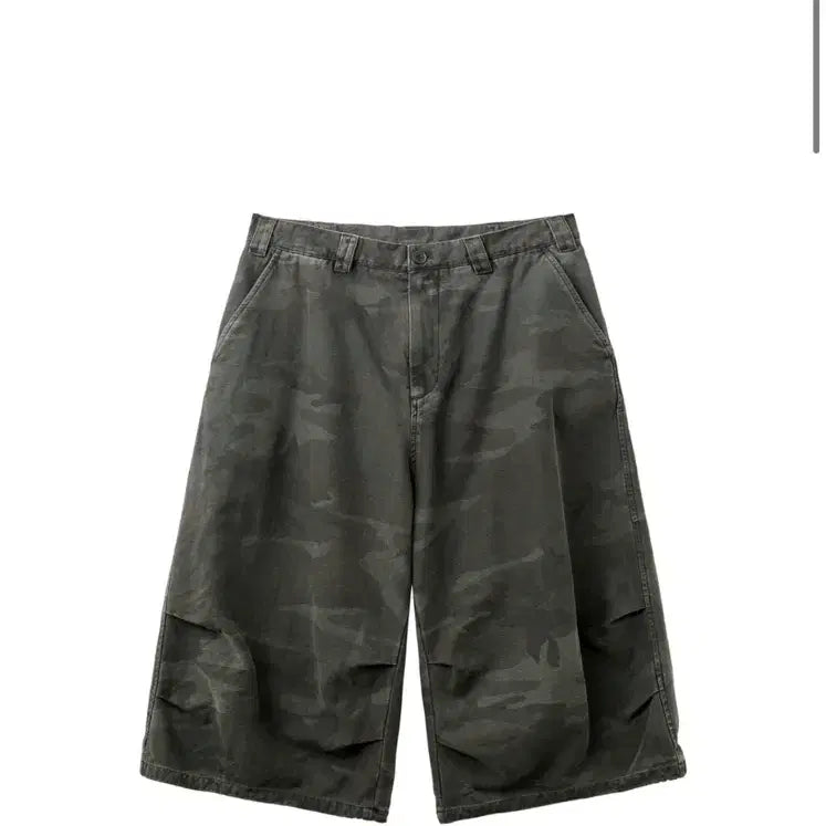 [BUNJANG] HAECHING ROOM Snow Shorts Over Dyed Camo Khaki Size 2 (S) / 해칭룸 스노우 쇼츠 오버 다이드 카모 카키 2(S)