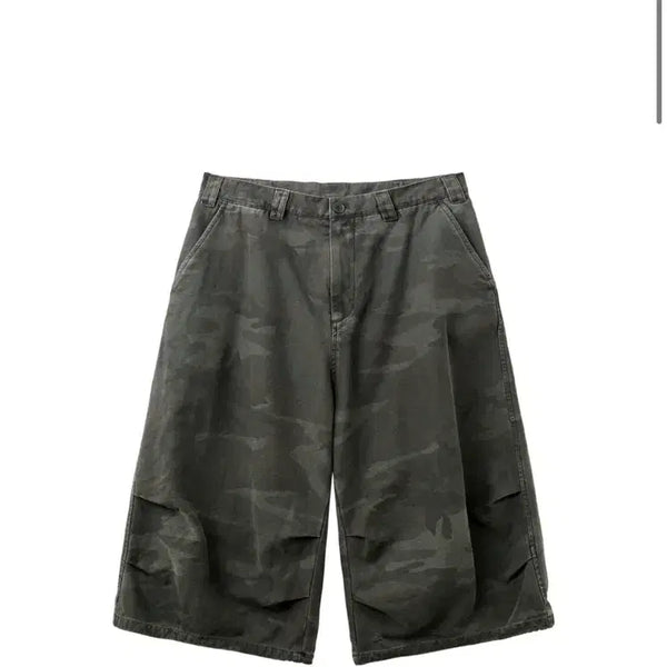 [BUNJANG] HAECHING ROOM Snow Shorts Over Dyed Camo Khaki Size 2 (S) / 해칭룸 스노우 쇼츠 오버 다이드 카모 카키 2(S)