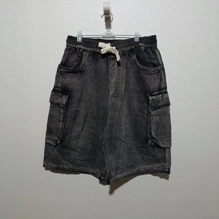 [BUNJANG] Women's Wide Fit Denim Cargo Shorts 2XL / 여성 와이드핏 데님 카고 반바지 2XL (26A2094)