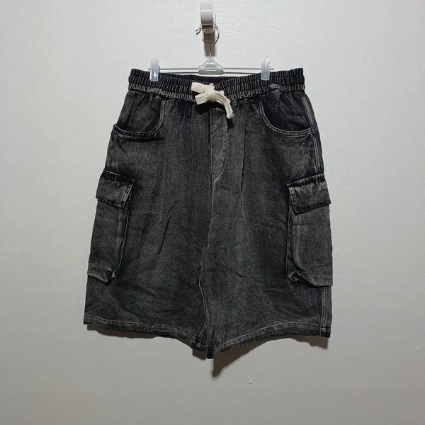 [BUNJANG] Women's Wide Fit Denim Cargo Shorts 2XL / 여성 와이드핏 데님 카고 반바지 2XL (26A2094)