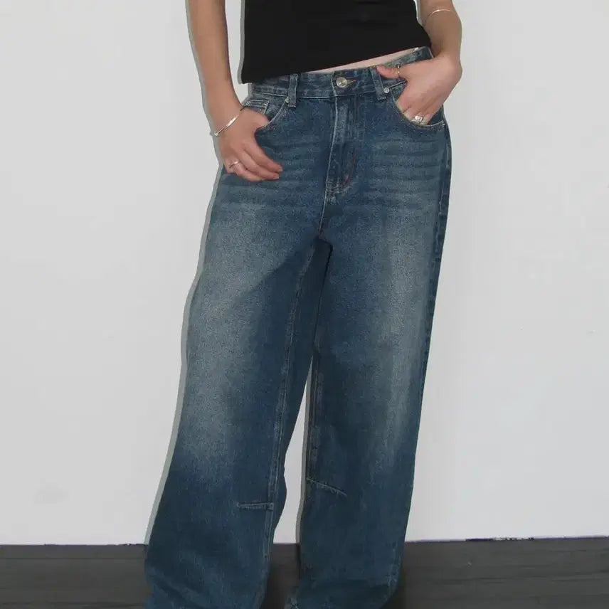 [BUNJANG] Milloumon Vintage Wide Washed Denim Pants Blue S / 밀로우먼 빈티지 와이드 데님 팬츠 워시드 블루 s