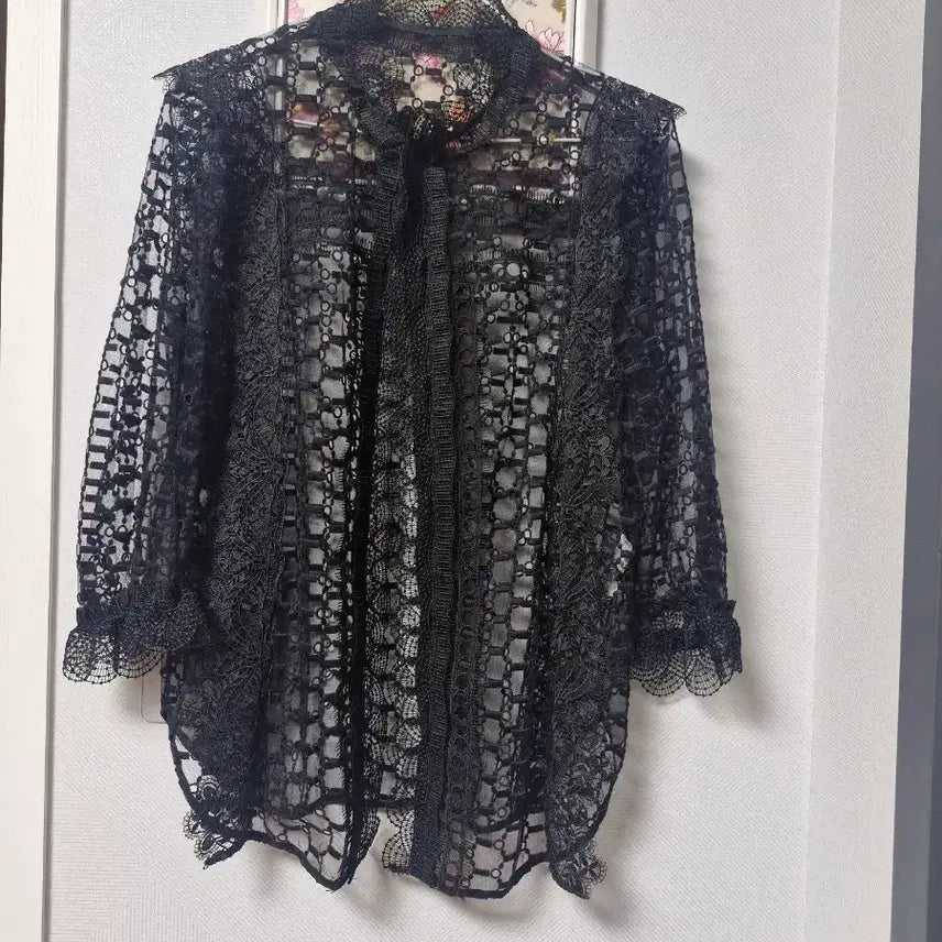 [BUNJANG] Luxury Silk-Touch Lace Blouse (Size 66) / 오브제. 이태리 수입 실크감촉 레이스 럭셔리 블라우스 66 초강추