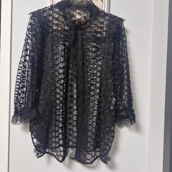 [BUNJANG] Luxury Silk-Touch Lace Blouse (Size 66) / 오브제. 이태리 수입 실크감촉 레이스 럭셔리 블라우스 66 초강추