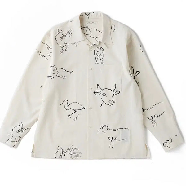 [BUNJANG] Old Joe 24SS Original Printed Drawing Open Collar Shirts / 올드조 24SS ORIGINAL PRINTED drawing