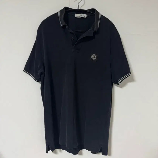 [BUNJANG] Stone Island Black Collar T-Shirt Short Sleeve XL / 스톤아일랜드 블랙 카라티 카라 반팔 XL
