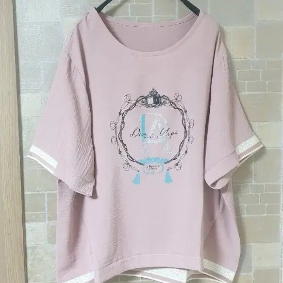 [BUNJANG] Women's Light Pink Tie-Dye Short Sleeve T-Shirt / 여성 연핑크나염반팔(새옷)