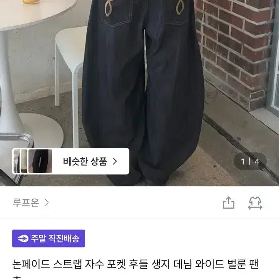 [BUNJANG] LoopOn Unfaded Raw Denim Wide Balloon Pants / 루프온 논페이드 생지 데님 와이드 벌룬팬츠 디벨롭 생지 데님