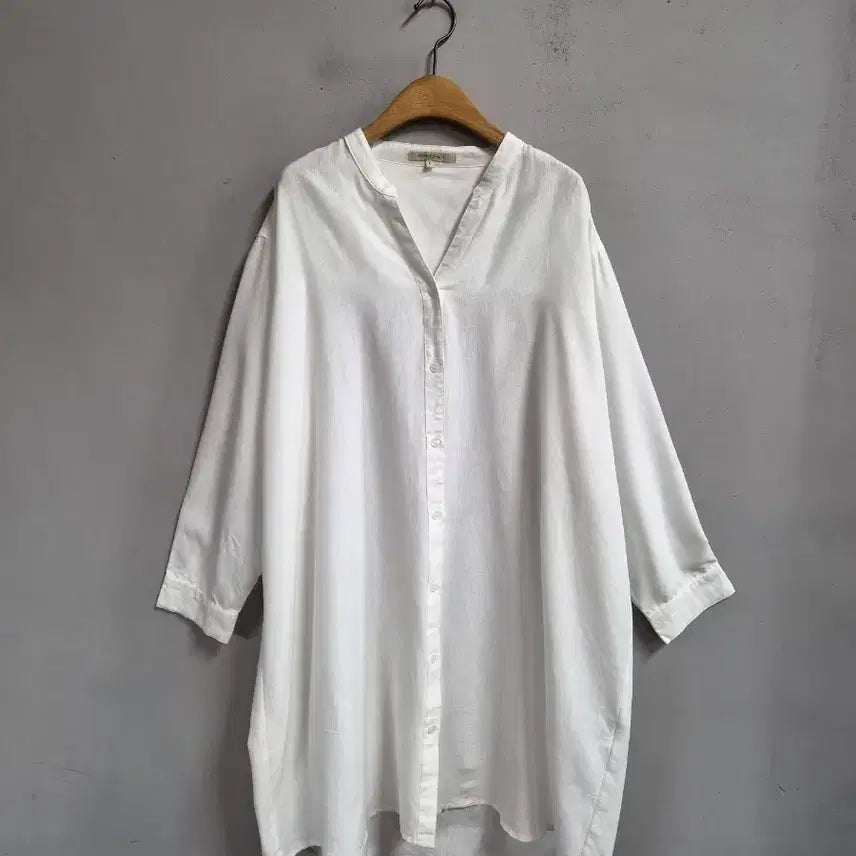 [BUNJANG] Marble Waltz White Linen Blend Long Shirt L / 마블 왈츠 화이트 린넨 혼방 롱 셔츠 L