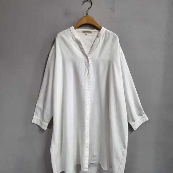 [BUNJANG] Marble Waltz White Linen Blend Long Shirt L / 마블 왈츠 화이트 린넨 혼방 롱 셔츠 L