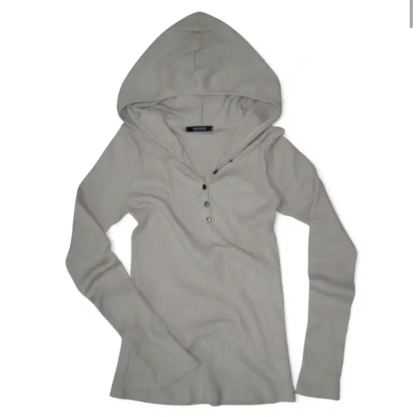 [BUNJANG] ee Rib Button Hoodie Beige / 이즈이즈 [ee] rib Button Hoodie 립 버튼 후디 후드티 베이지