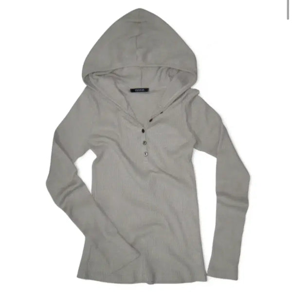 [BUNJANG] ee Rib Button Hoodie Beige / 이즈이즈 [ee] rib Button Hoodie 립 버튼 후디 후드티 베이지
