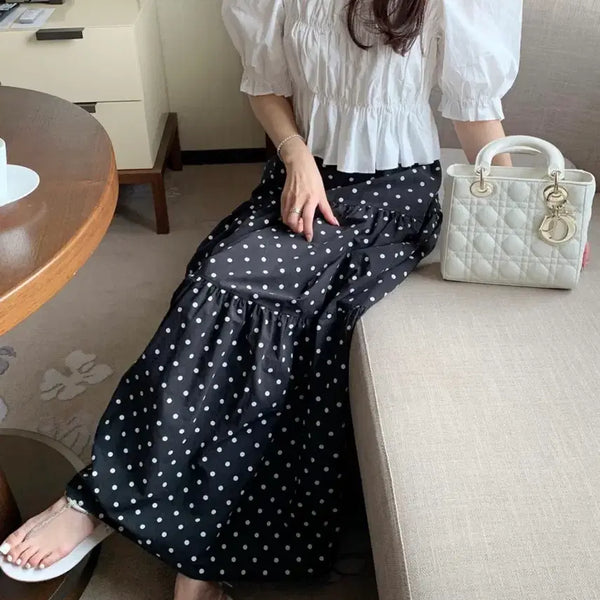 [BUNJANG] Bicini Dot Ruffle Long Skirt / 바이씨니 도트캉캉sk