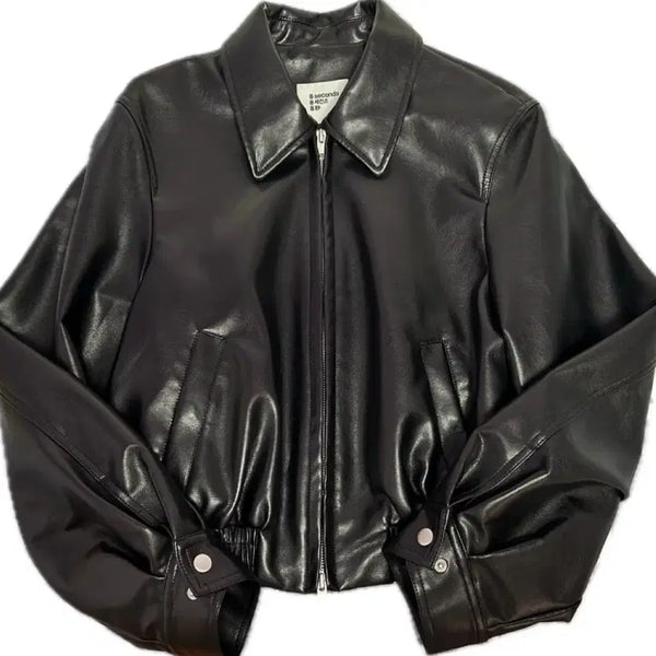 [BUNJANG] 8seconds Leather Jacket Black / 에잇세컨즈 레더 가죽 자켓 블랙