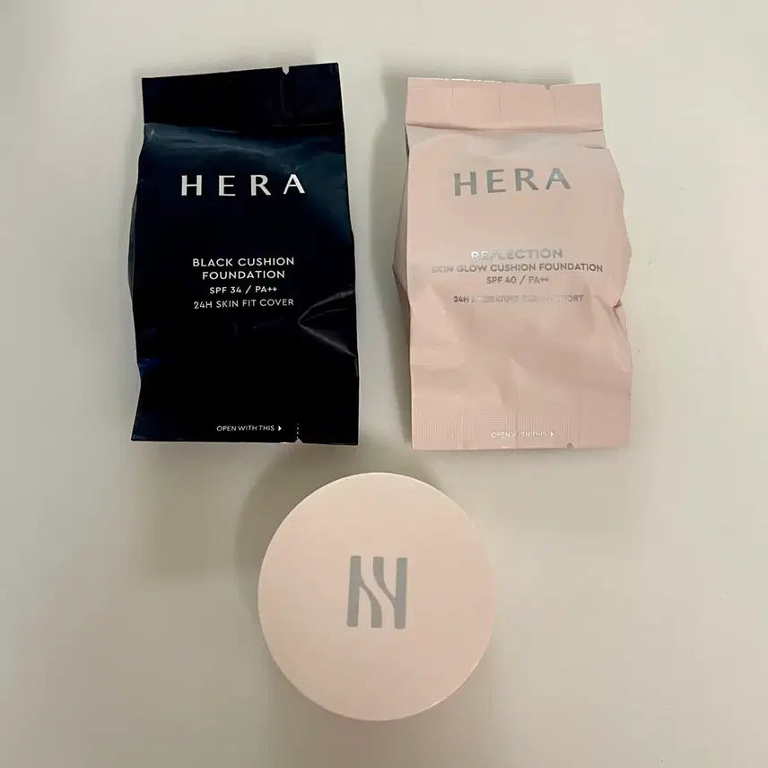 [BUNJANG] Hera Black Cushion Reflection Glow Foundation Mini Set / 헤라 블랙 쿠션 리플렉션 글로우 파운데이션 미니 2개 세트