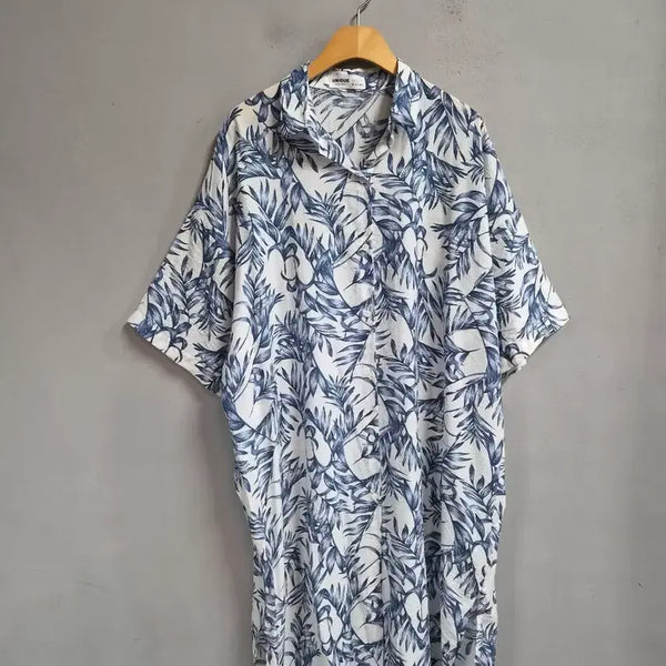 [BUNJANG] Unique Leaf Pattern Shirt Dress / UNIQUE 나뭇잎 패턴 셔츠 원피스 free