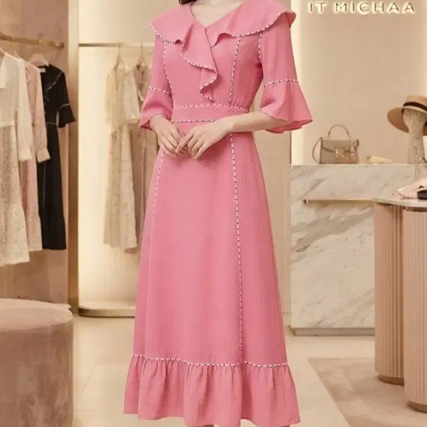 [BUNJANG] IT MICHAA Pink Ruffle Flare Dress Size 55 / (55)잇미샤 핑크 러플 플레어 원피스