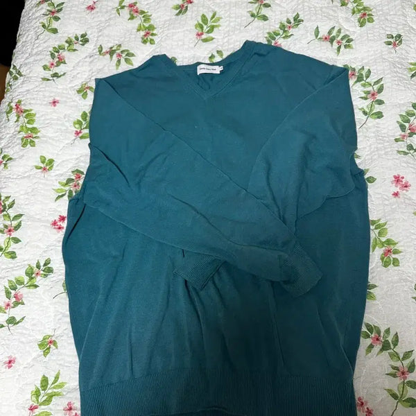 [BUNJANG] Steadyeverywhere Cotton V-Neck Knit Turquoise / 스테디에브리웨어 코튼 브이넥 니트 터콰이즈 4