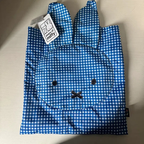 [BUNJANG] Miffy Checkered Eco Bag Blue 70th Anniversary Official / 미피 체크무늬 에코백 블루 70주년 정품
