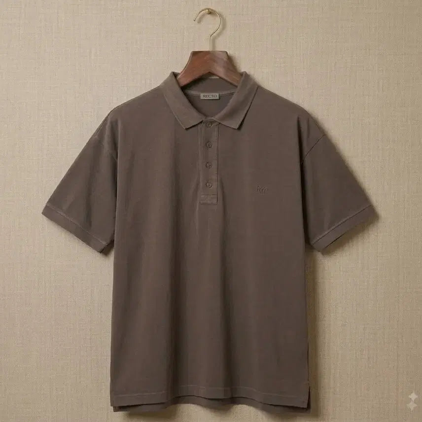 [BUNJANG] Recto 25SS Oversized Garment Cotton Pique Short-Sleeve Shirt Khaki Brown / 렉토 25SS 오버사이즈 가먼트 코튼 피케 반팔 셔츠 카키 브라운