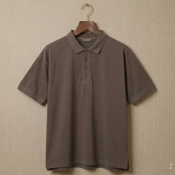 [BUNJANG] Recto 25SS Oversized Garment Cotton Pique Short-Sleeve Shirt Khaki Brown / 렉토 25SS 오버사이즈 가먼트 코튼 피케 반팔 셔츠 카키 브라운