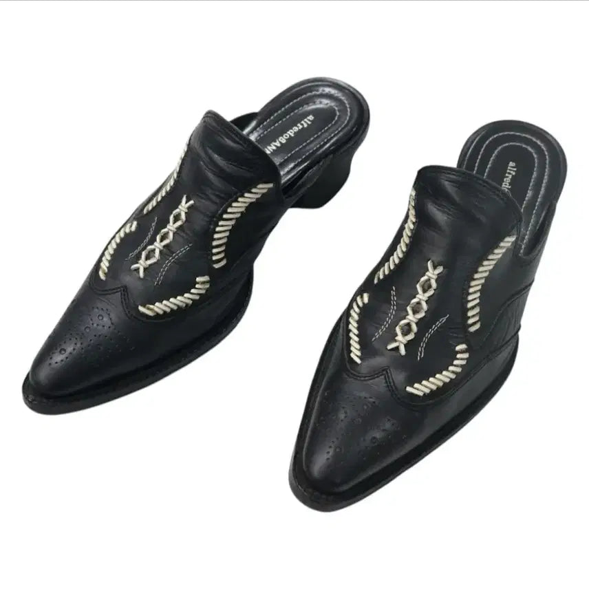[BUNJANG] Alfredo Bannister Pointed Toe Brogue Mule Heels / [41] 알프레도 바니스터 포인티드 토 브로그 뮬힐