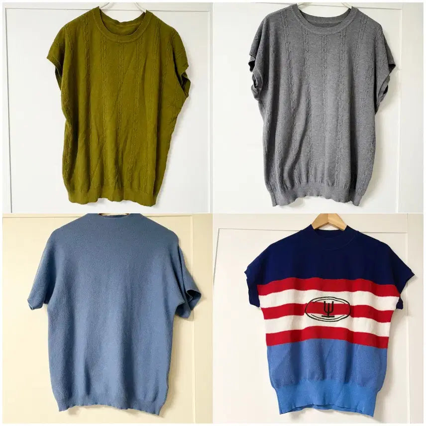 [BUNJANG] Set of 4 Elegant Short-Sleeve Knit Tops / 우아한 반팔 니트 4종 다드림