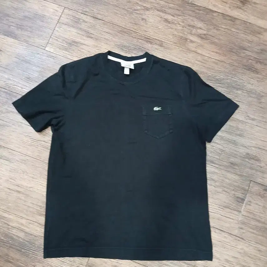 [BUNJANG] Lacoste Pocket Short-Sleeve T-Shirt Black / 라코스테 포켓 반팔티 검정