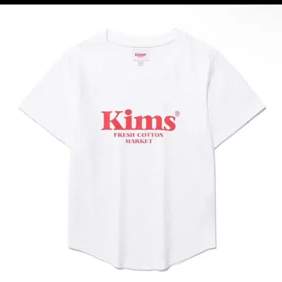 [BUNJANG] Kims White Cotton T-Shirt with Fresh Cotton Market Lettering / kims 반팔옷