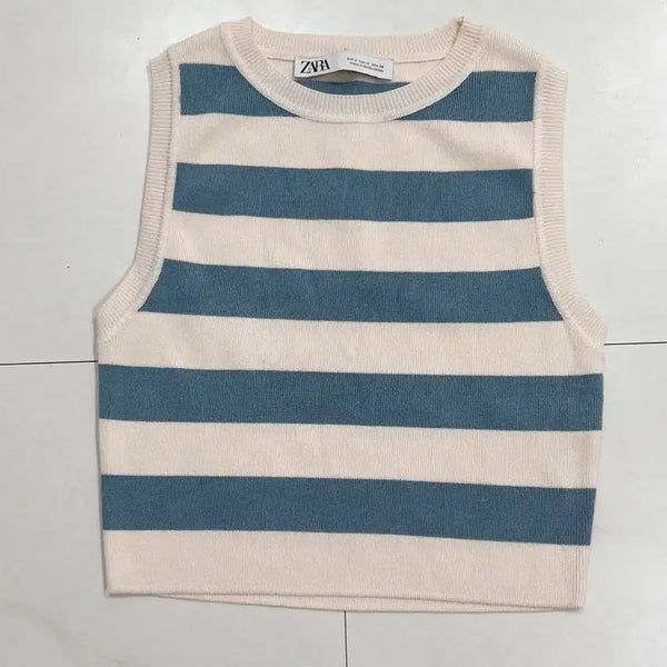 [BUNJANG] Zara Striped Knit Sleeveless Top M / 마지막가격인하)ZARA 자라 단가라 니트 나시 M(새제품급