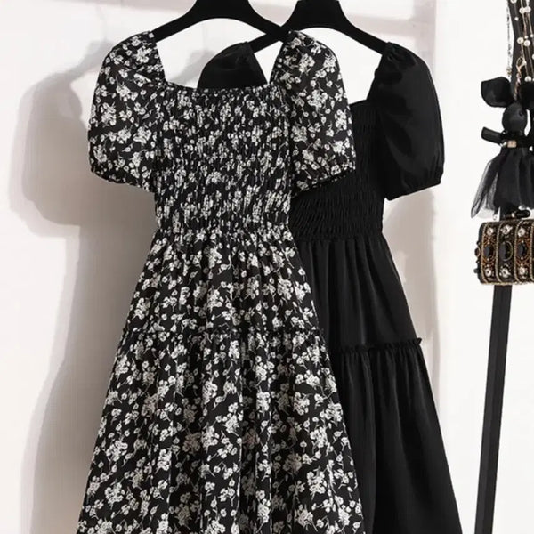 [BUNJANG] Black Flower Smoke Dress XL / 블랙 플라워 스모크 원피스 XL