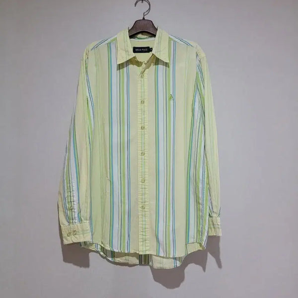 [BUNJANG] Beanpole Striped Shirt Yellow / 빈폴 스트라이프 남방 셔츠 옐로우