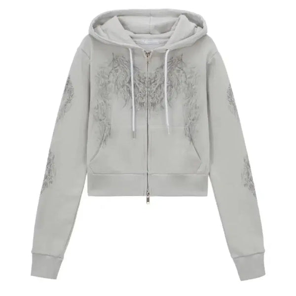 [BUNJANG] Hug Yourskin Scully Hoodie Zip-up Grey / 허그유어스킨 스컬리 후드집업 그레이
