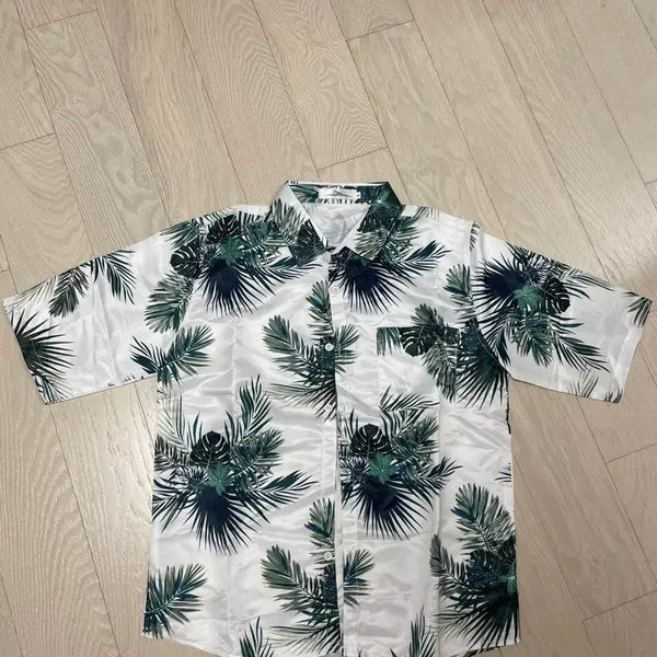 [BUNJANG] White Palm Tree Pattern Shirt / 화이트 야자수 패턴 셔츠