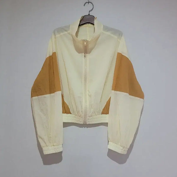 [BUNJANG] Color-Blocked Cropped Windbreaker Jacket / 크롭 배색 바람막이 점퍼