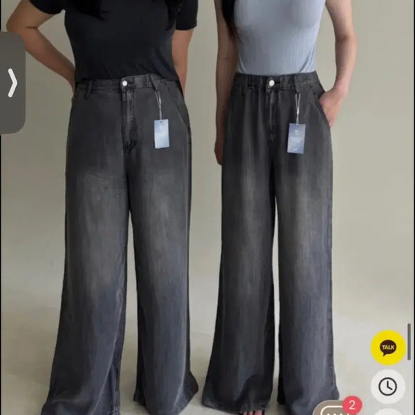 [BUNJANG] Platper Rinse 2 Tencel Wide Cool Summer Cover Fit High Waist Span Jeans Pants / (교환) M-> L 플랫퍼 린스2 텐셀 와이드 쿨 썸머 후들 커버핏 하이웨스트 스판 청바지 팬츠