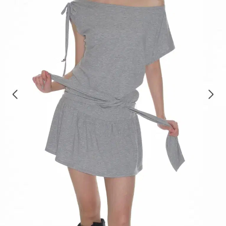 [BUNJANG] CRANK String Off-Shoulder Jersey Dress - Melange Grey / CRANK  STRING OFF-SHOULDER JERSEY DRESS_MELANGE GREY