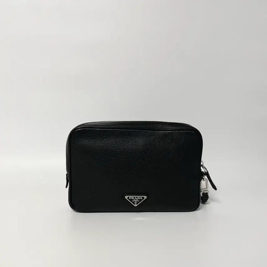 [BUNJANG] Prada Saffiano Leather Pouch Clutch Black / 프라다 사피아노 블랙 레더 파우치 클러치