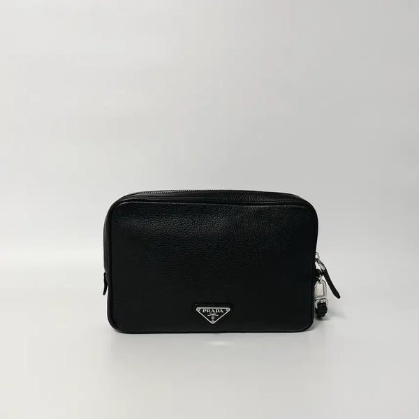 [BUNJANG] Prada Saffiano Leather Pouch Clutch Black / 프라다 사피아노 블랙 레더 파우치 클러치