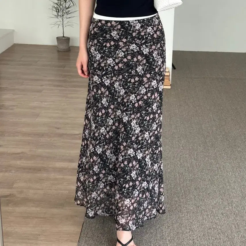 [BUNJANG] Floral Long Skirt / 플라워 롱스커트