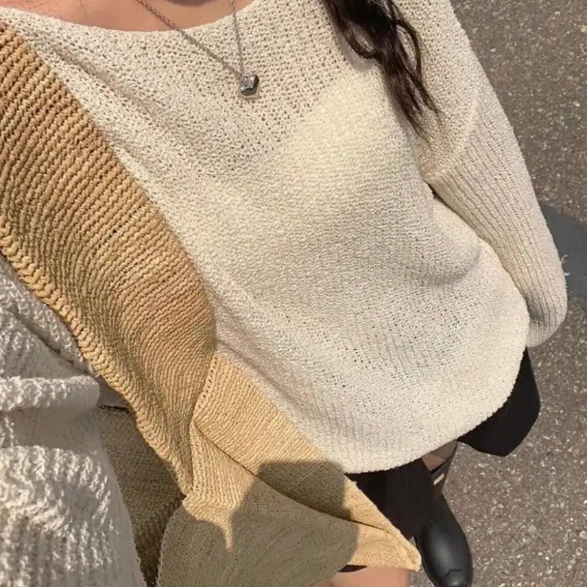 [BUNJANG] Boatneck Net Knit Loose Fit / 썸머 보트넥 루즈핏 그물 니트
