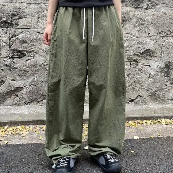 [BUNJANG] Summer String Nylon Wide Banding Pants / 썸머 스트링 나일론 와이드 밴딩 팬츠