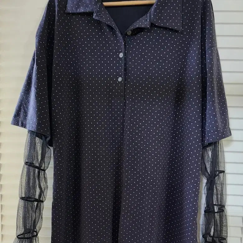 [BUNJANG] Charcoal Dot Pattern Blouse / (새상품) 차콜 도트 패턴의 블라우스