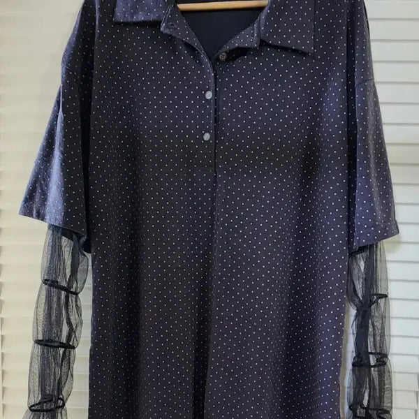 [BUNJANG] Charcoal Dot Pattern Blouse / (새상품) 차콜 도트 패턴의 블라우스