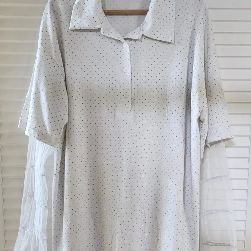 [BUNJANG] White Dot Blouse / (새상품) 화이트 도트 남방  블라우스