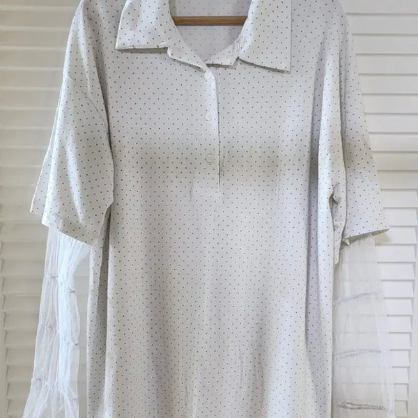 [BUNJANG] White Dot Blouse / (새상품) 화이트 도트 남방  블라우스