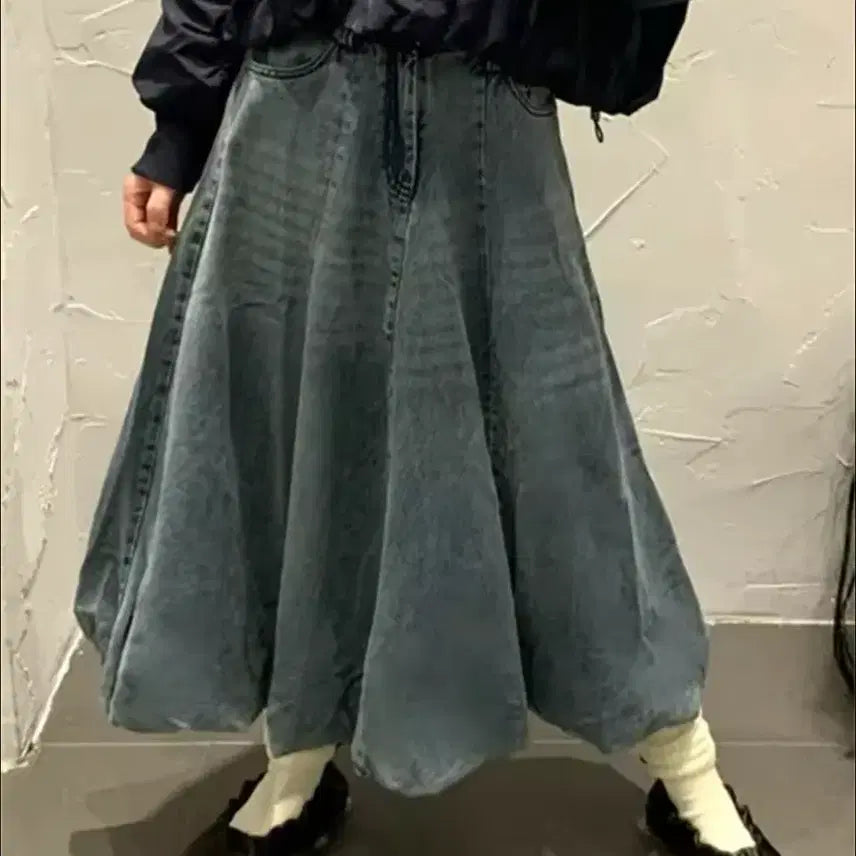 [BUNJANG] Denim Balloon Skirt / 청지마 벌룬스커트