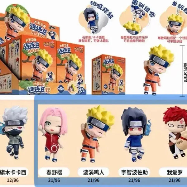 [BUNJANG] Naruto Dangling Figure Connecting Keychain Set (Naruto, Sasuke, Sakura, Gaara) / 나루토 대롱대롱 피규어 연결 키링 나루토 사스케 사쿠라 가아라